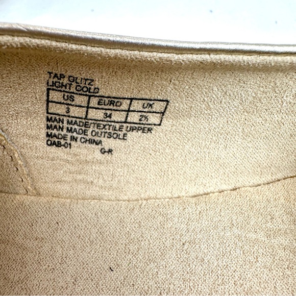 Girl’s Kenneth Cole Reaction Tap Glitz Metallic Gold Ballet Flats - Picture 8 of 10